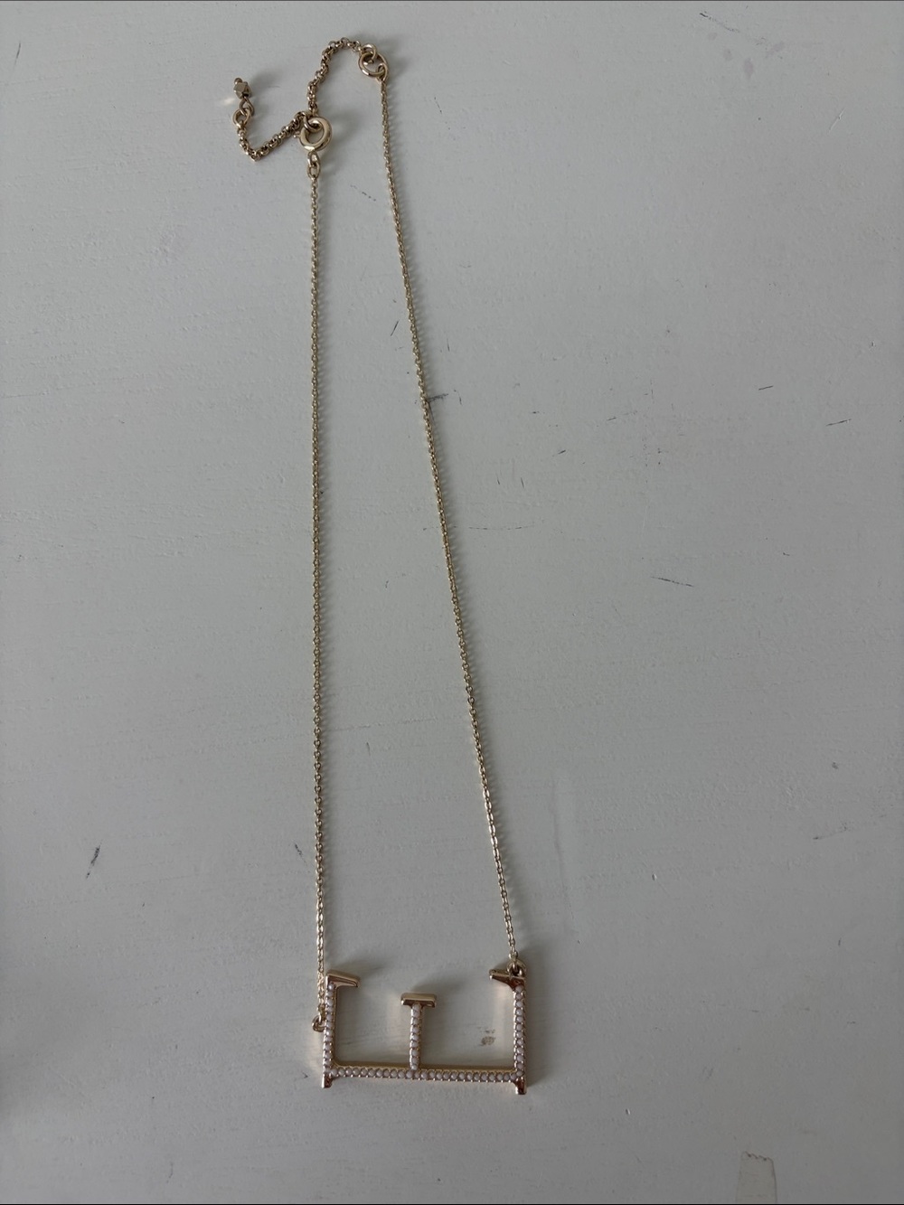Delicate Gold Bar Necklace with Pavé Accents